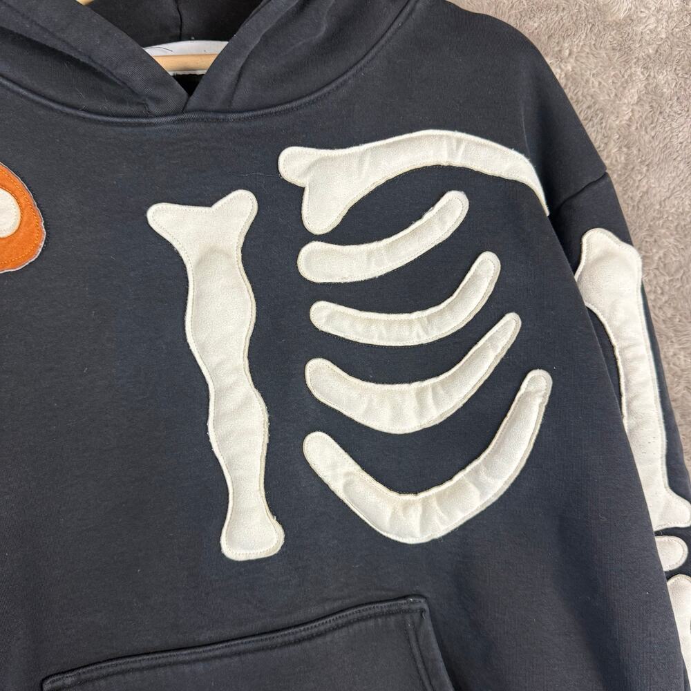 Coursemys Black Skeleton Hoodie L Large Y2K Super Thick RARE Skater Punk - Picture 6 of 13
